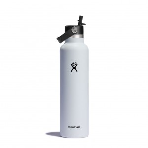 Hydro Flask 24 oz Standard Mouth with Flex Straw Cap Bianche | 63109ZWBQ