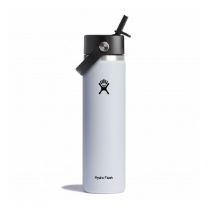 Hydro Flask 24 oz Wide Mouth with Flex Straw Cap Bianche | 31726KVYT