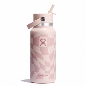 Hydro Flask 32 oz Wide Mouth with Flex Straw Cap Checkered Ecru | 28397PZSK