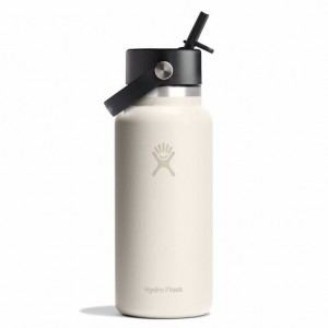 Hydro Flask 32 oz Wide Mouth with Flex Straw Cap Ivory | 52964UAXL