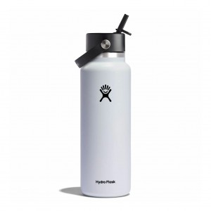 Hydro Flask 40 oz Wide Mouth with Flex Straw Cap Bianche | 70418YRBV