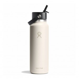 Hydro Flask 40 oz Wide Mouth with Flex Straw Cap Ivory | 61074YLKE